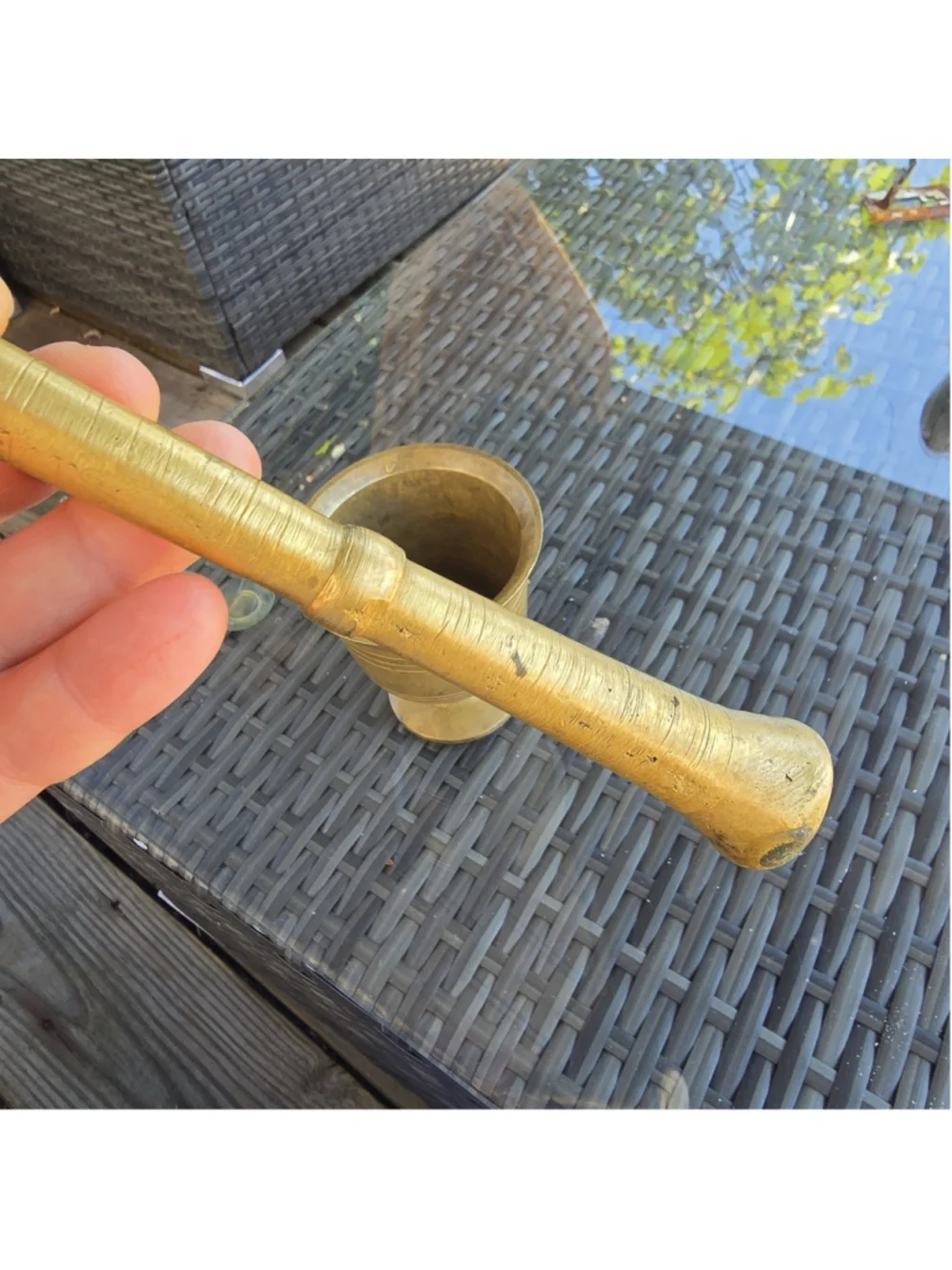 Antique Heavy Brass Mortar & Pestle 3.5” 6.5